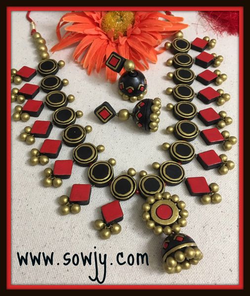 very Grand Designer Handmade terracotta Haaram in Shades of Black,Red and Gold!!!!