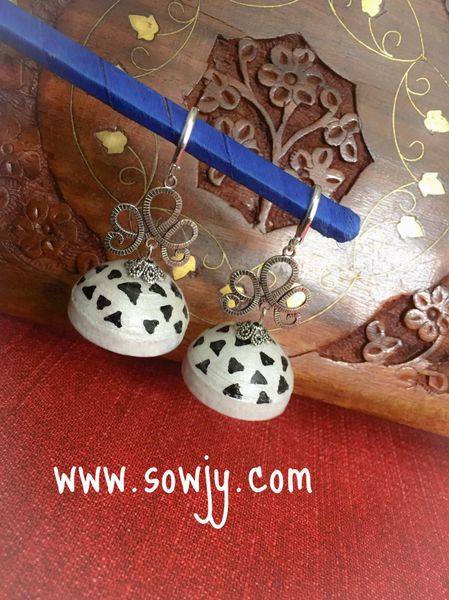 Trendy Pearl White and Black Long Hanging Jhumkas!!!!