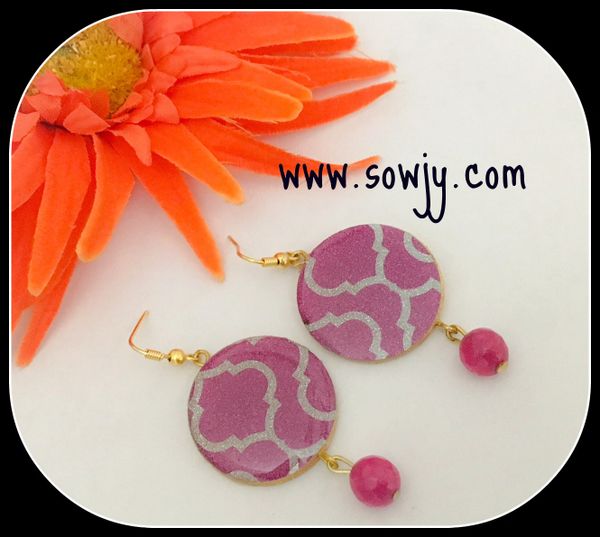 bright Pink and White Designer earrings!!!!