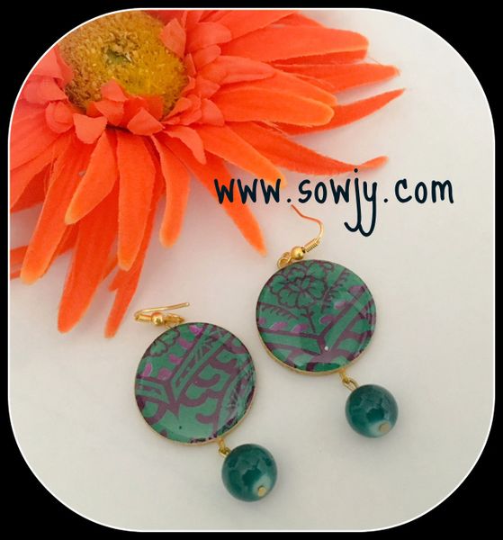 Dark Green and Magenta designed Earrings!!!