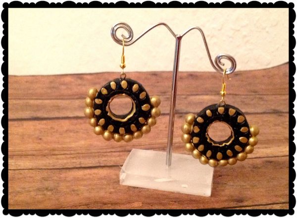 Black and Gold Chandbali Earrings!!!!