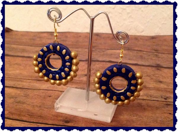 DarkBlue and Gold Chandbali Earrings!!!!