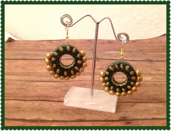 DarkGreen and Gold Earrings!!!!!