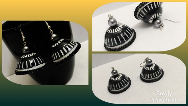 Black and White Striped Jhumkas!!!!