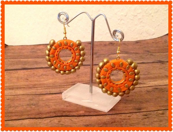 Orange and Gold Chandbali earrings!!!!!