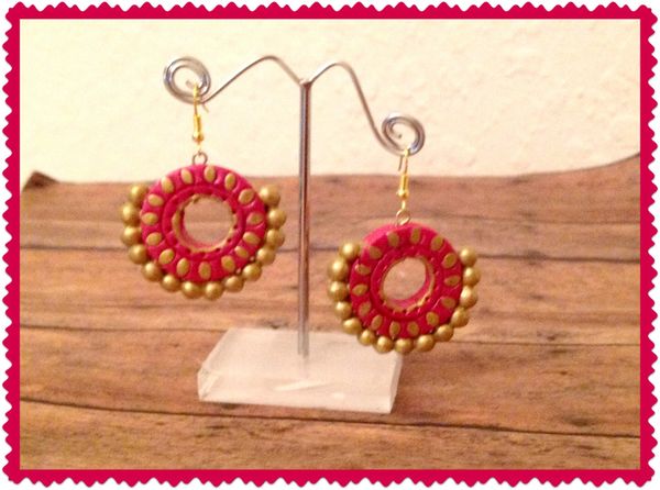 Pink and Gold Chandbali Earrings!!!!