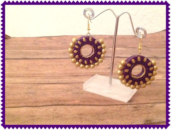 Purple and Gold Chandbali Earrings!!!!!