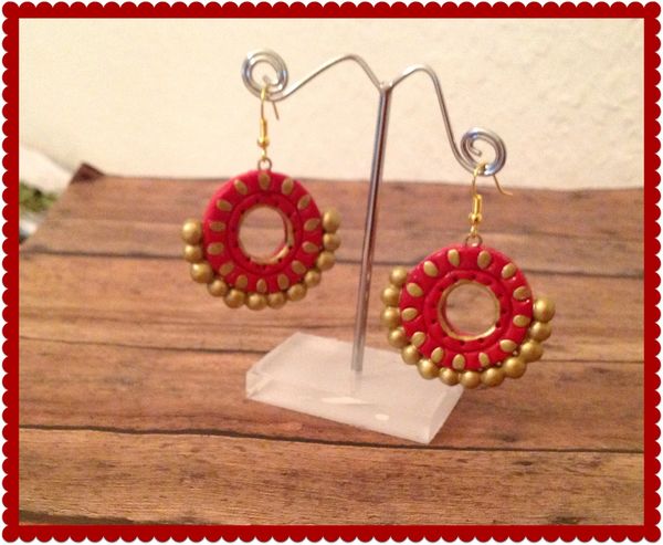 Red and Gold Chandbali earrings!!!!!