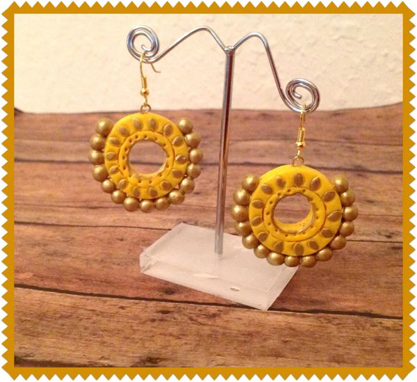 yellow and Gold Chandbali Earrings!!!!!