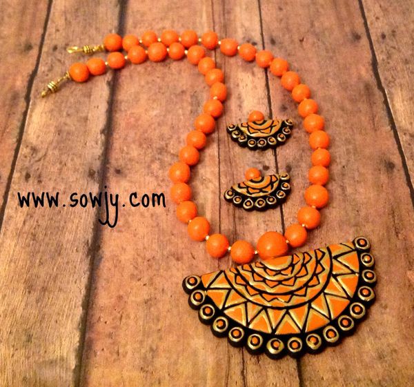 Handcarved SemiCircle Pattern in Orange and Gold!!!!