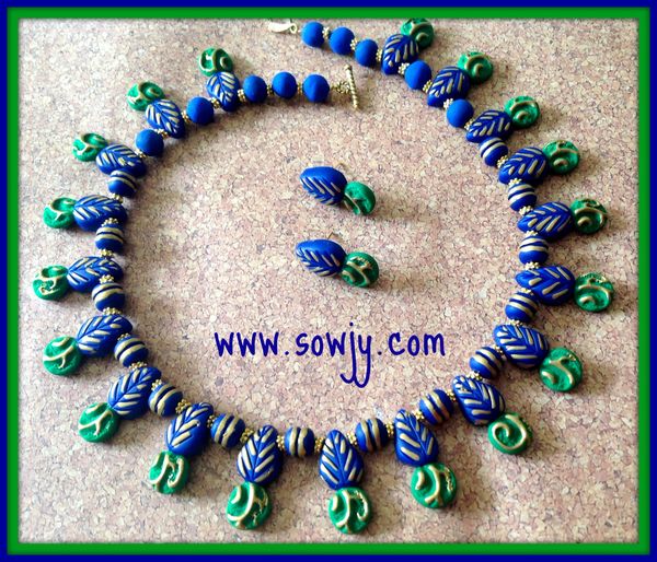 Leaf Choker Set in Blue and Green!!!!!