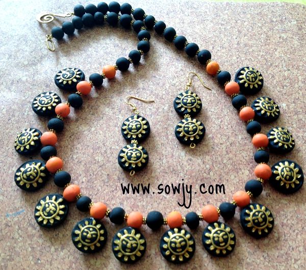 Surya Choker Set in Black and Orange!!!!!