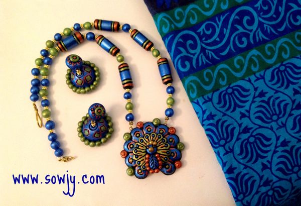 Handmade peacock Set in Blue and Green Shade