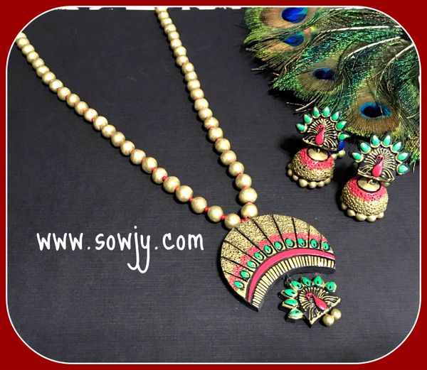 Lovely Antique Golden Peacock pendant Set with Peacock Jhumkas!!!!