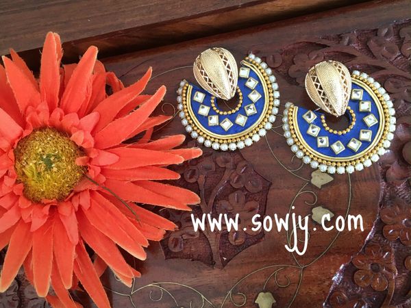 Grand Party Wear Blue Chaandbali STone earrings !!!!