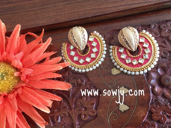 Grand Party Wear RED Chaandbali STone earrings !!!!