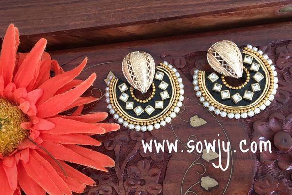 Grand Party Wear BLACK Chaandbali STone earrings !!!!