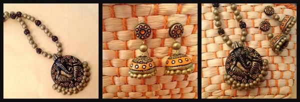 Handmade Antique Terracotta Ganesha Set with Jhumkas!!!!