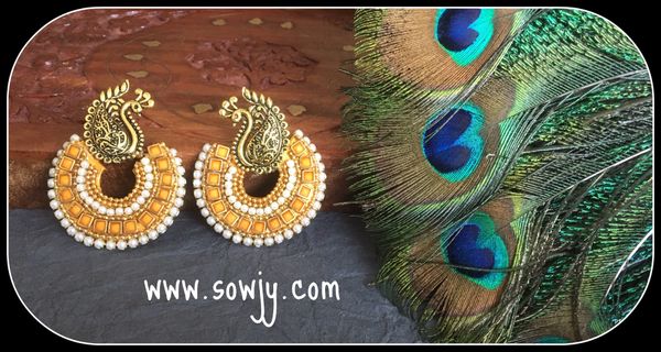 Lovely Grand Peacock Chaandbali Earrings with Mango Yellow Stones!!!!