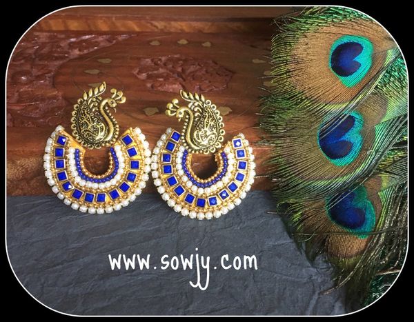 Lovely Grand Peacock Chaandbali Earrings with Blue Stones!!!!