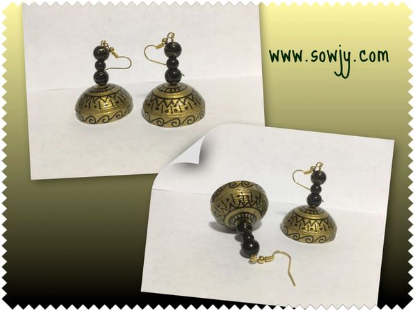 Antique Gold and Black Designer Jhumkas!!!