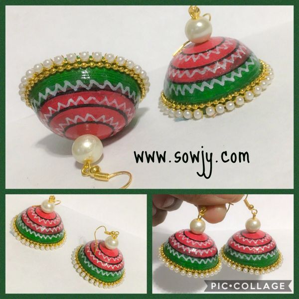 Designer Red and Green Jhumkas!!!!