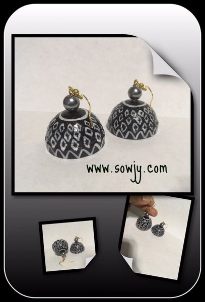 Black and White Ikkat Print Designer Jhumkas!!!