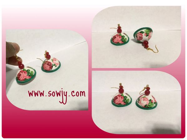Lovely Red and Pink Roses On The Jhumkas!!!