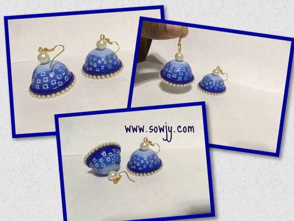 Light and Drak Blue Shaded Squared DEsigner Jhumkas!!!