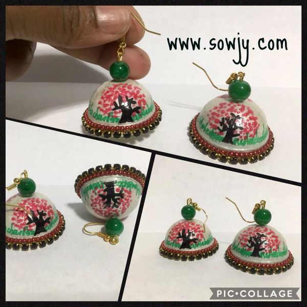 Trendy Designer Floral Tree on a white based Jhumkas!!!