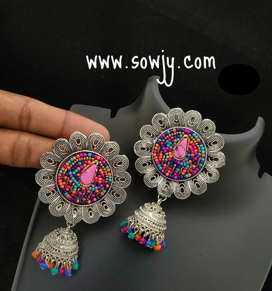 Very Big XL Size Stud Beaded Jhumkas in Multi Color Shades!!!!