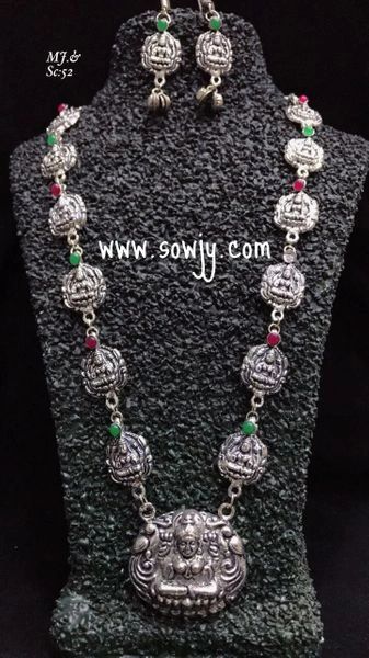 Long oxidised lakshmi Haaram with matching earrings!!!!!