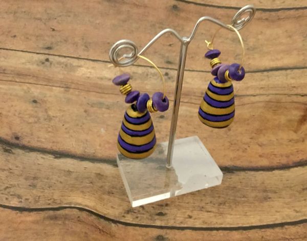 Medium Sized Jhumkas in Purple and Gold- Hoops!!!!