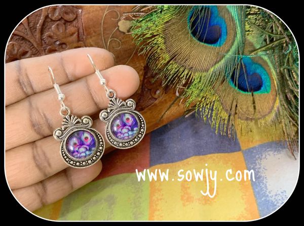 Purple Peacock Feather Designer Earrings!!!!