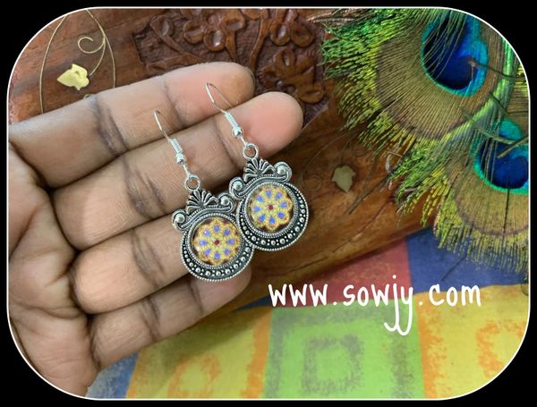 Yellow and Blue Mandala Designer Earrings!!!