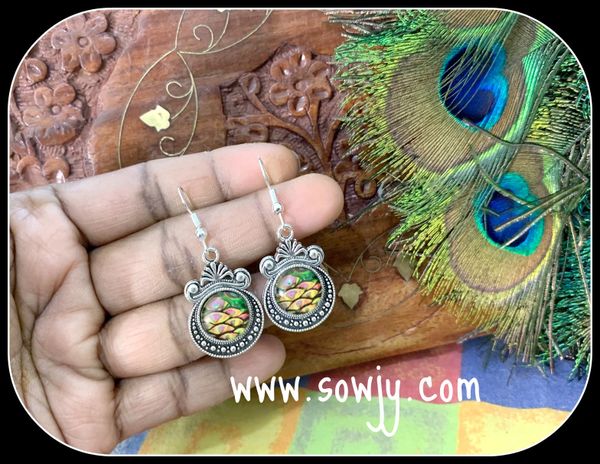 Multi-Color Peacock Feather Designer Earrings!!!!
