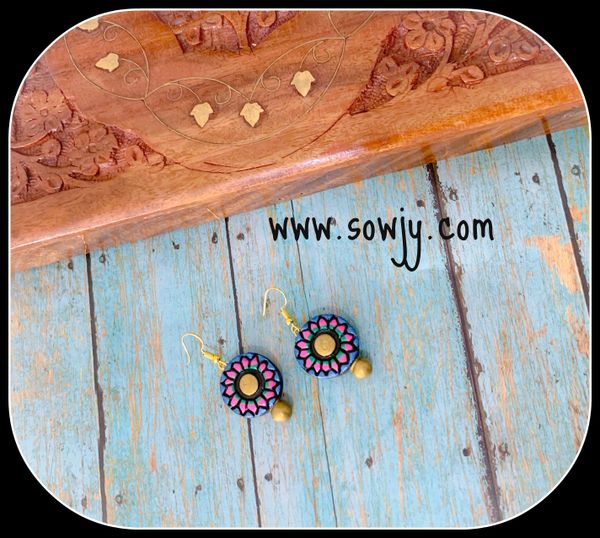Pink,Blue and Gold Sunflower Earrings!!!!