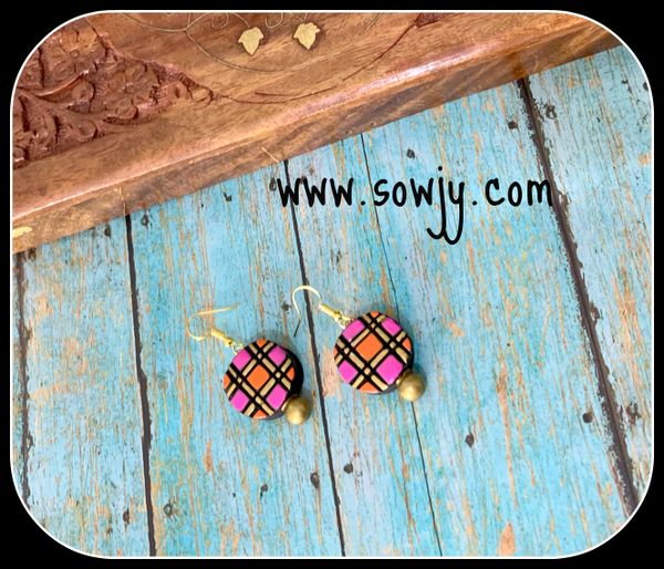 Pink and Orange Checked Earrings!!!!