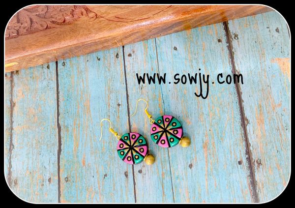 Dark Green and Bright Pink Designer Earrings!!!!