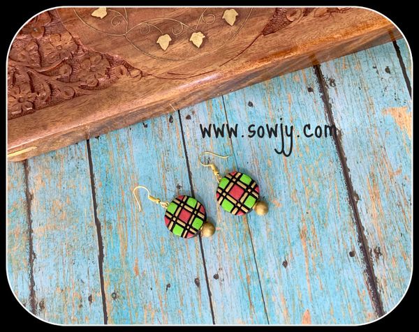 Red and Light Green Checkers Design Earrings!!!!