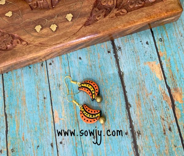 Orange and yellow HalfMoon Earrings!!!!