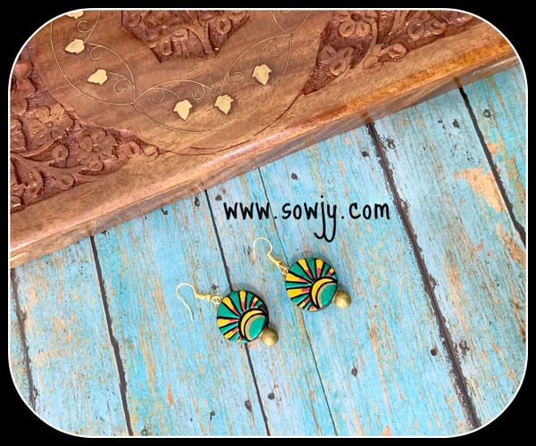 Dark Green and yellow SunRays Designer Earrings!!!!