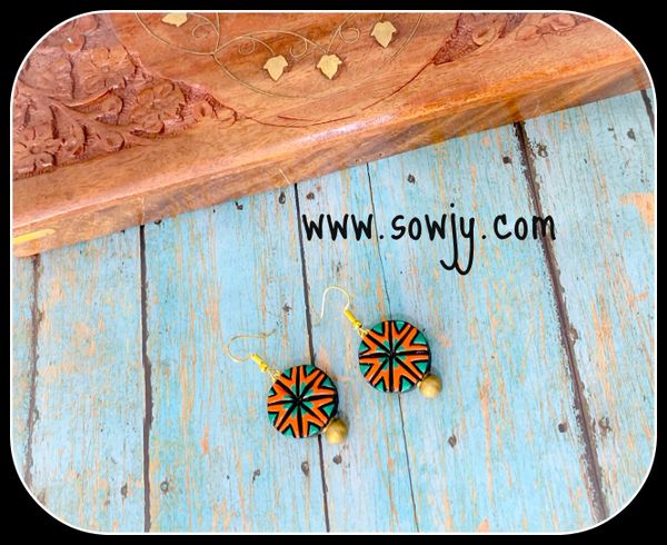 Dark Green and Orange Earrings!!!!