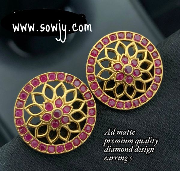 Trendy Antique Floral Medium Size Studs- Ruby Stones!!!!