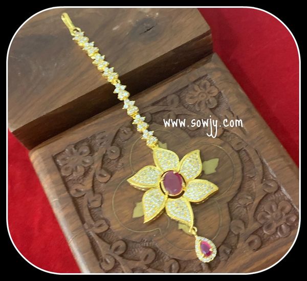 Lovely Flower Designed AD and Ruby Stone Tikka!!!!