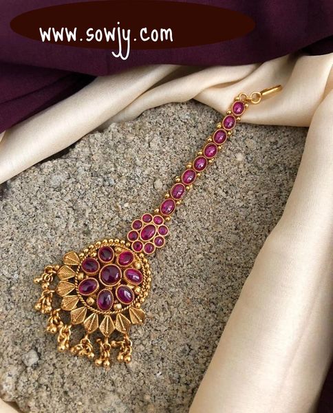 Ruby Stone Floral Gold Tikka!!!!