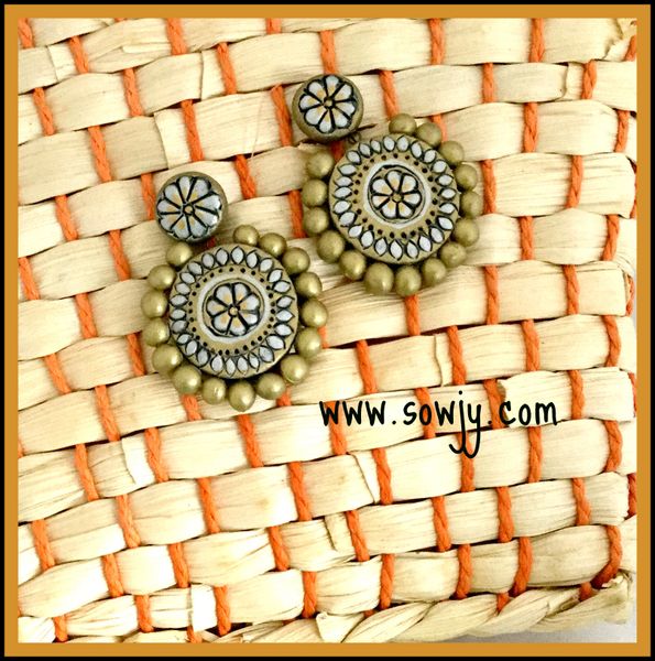 Antique Gold Terracotta Grand Earrings In Silver and Gold!!!!