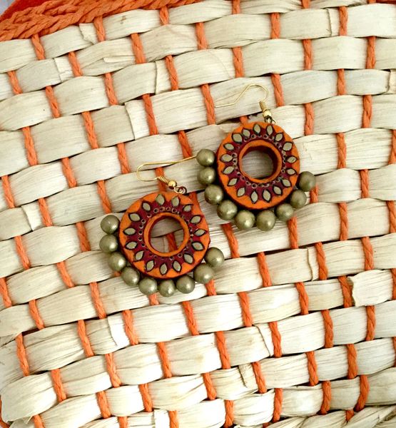 Chandbali Terracotta Earrings in Red and Orange!!!!
