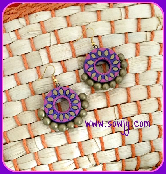 Chandbali Terracotta Earrings in Purple and Pink!!!!