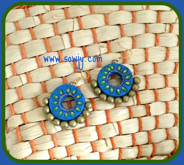 Chandbali Terracotta Earrings in Blue and Green!!!!